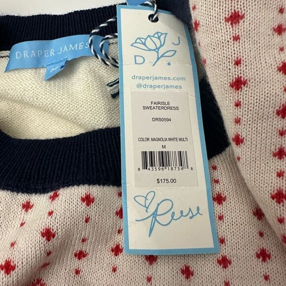 Draper James Wool Blend Fair Isle Knit Fit Flare LS Sweater Dress sz M NEW - Picture 7 of 13